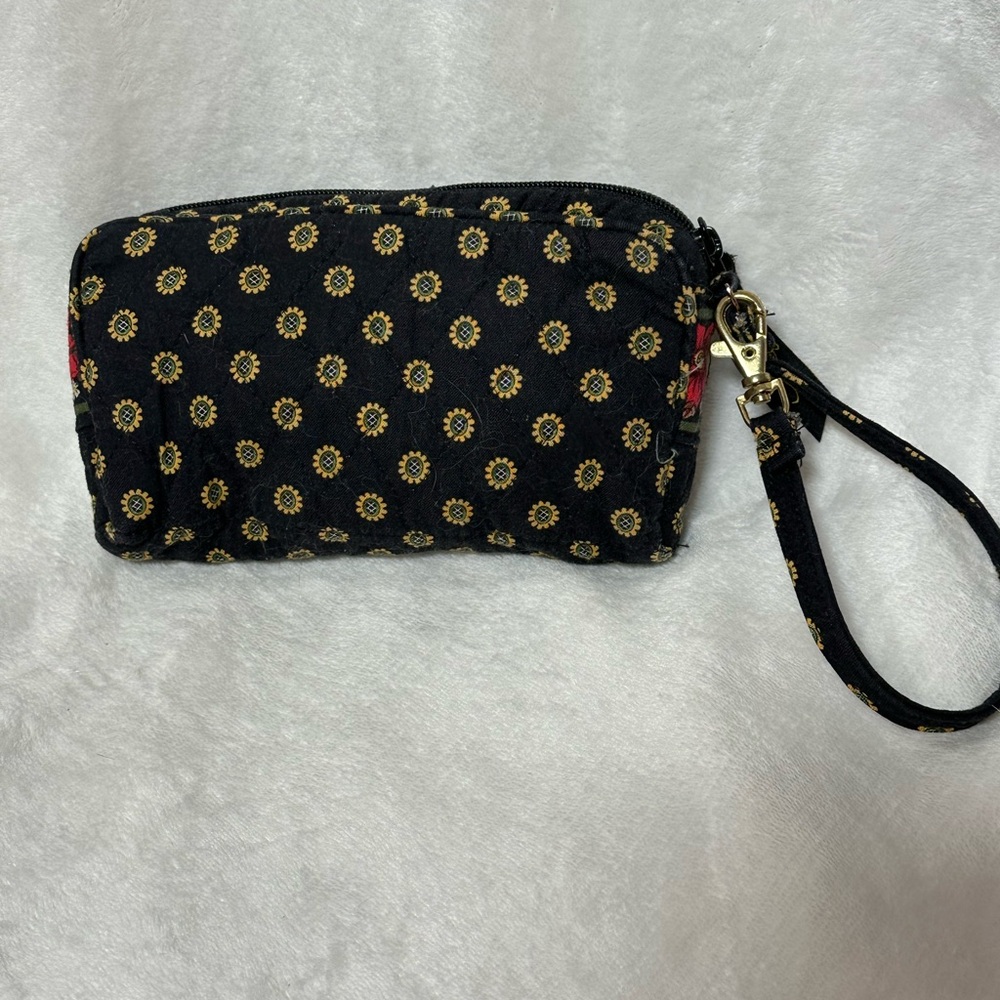 Vera Bradley Black and Yellow Floral Wristlet